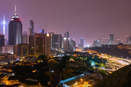 美丽的夜景, 空中吉隆坡天际线, 马来西亚