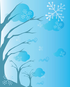 树和雪花的背景