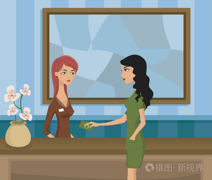 前台接待员和一位客人