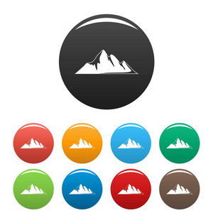 山冒险图标设置颜色向量图片