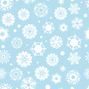明亮的蓝色背景雪花。矢量场降雪冬天模式。雪落图为圣诞节设计的