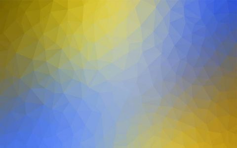 浅蓝色, 黄色矢量三角形镶嵌罩。具有渐变的折纸风格的创造性几何插图。新模板为您的品牌书