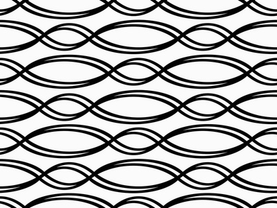 抽象的几何图案与波浪。单色饰品。在白色背景上被隔离