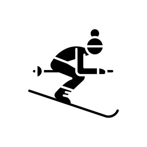 冬季运动黑图标概念。冬季运动平面矢量符号, 符号, 插图