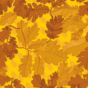 橡木秋天的叶子的图案。无缝模式