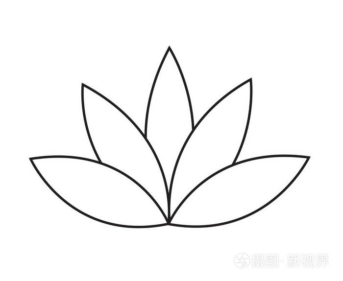 黑色轮廓简单莲花或水百合花矢量图标