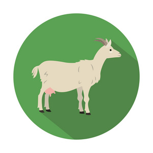 可爱的山羊在绿色背景。矢量插图