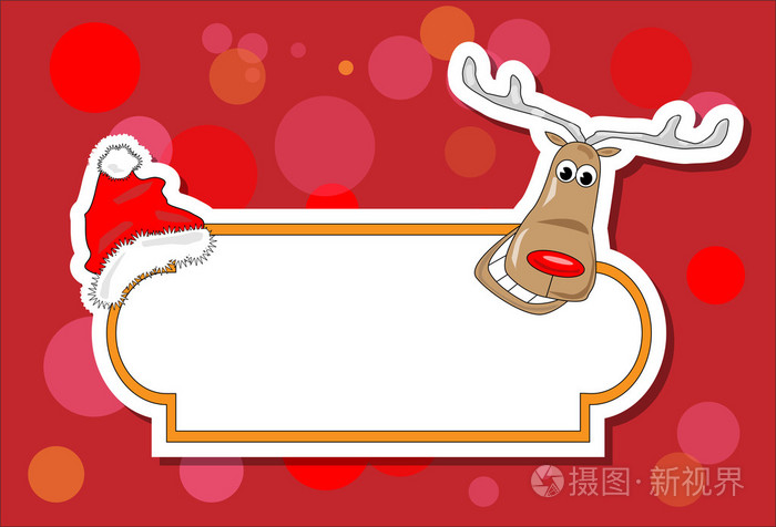 圣诞节红色背景的鲁道夫插图