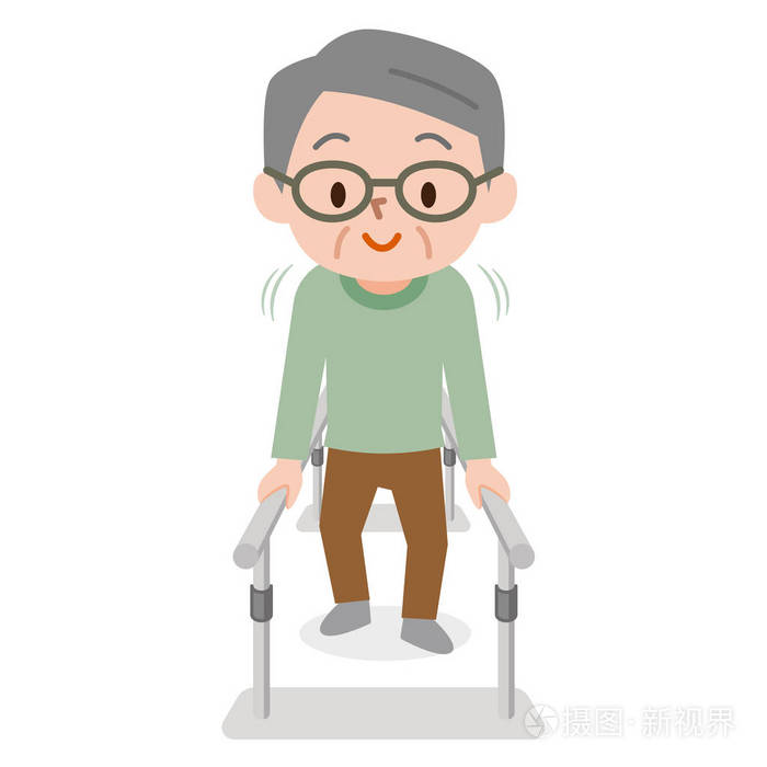 在physiotheraphy 学习走路的老人插画-正版商用图片0503oj-摄图新