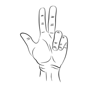 3手指图标。三手指向上计数手势孤立的向量例证。可用于图表或网站的徽标或标志, 设计