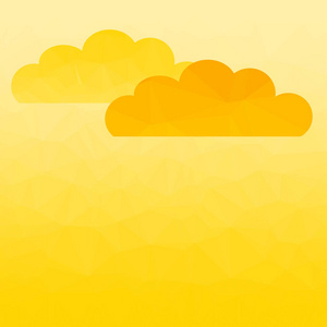 抽象多边形黄色背景与云。由三角形组成的图案