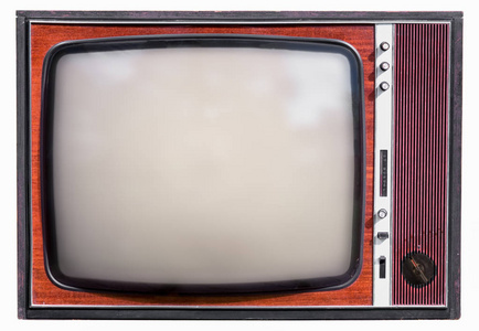 那台老电视机上孤立的白色背景