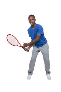 黑人少年打网球