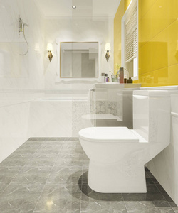 3d 渲染最小黄色复古卫浴