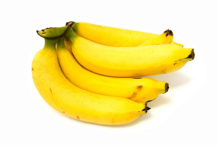 在白色背景上的黄香蕉