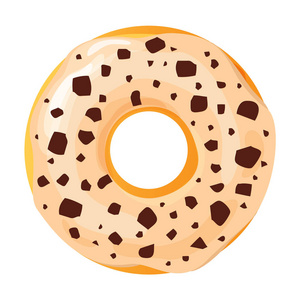 彩色甜甜圈在白色背景, 平的向量例证