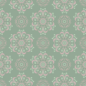 橄榄绿色花卉无缝图案。背景以花设计为墙纸纺织品和织品