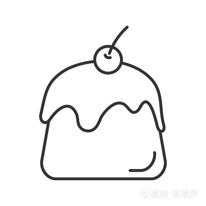 布丁线性图标.细线插图.智世陶.轮廓符号.矢量隔离轮廓图