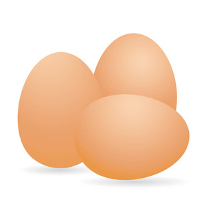 鸡蛋。棕3d 鸡蛋鸡。在白色背景下被隔离。矢量插图