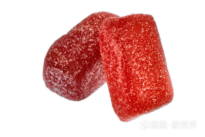 两个红色果冻糖果