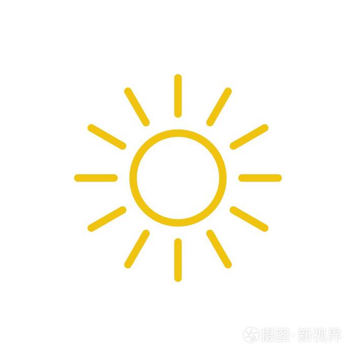 太阳图标向量.线夏天标志.时尚平面轮廓 ui 符号设计.