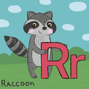 可爱的 raccon 字母 R