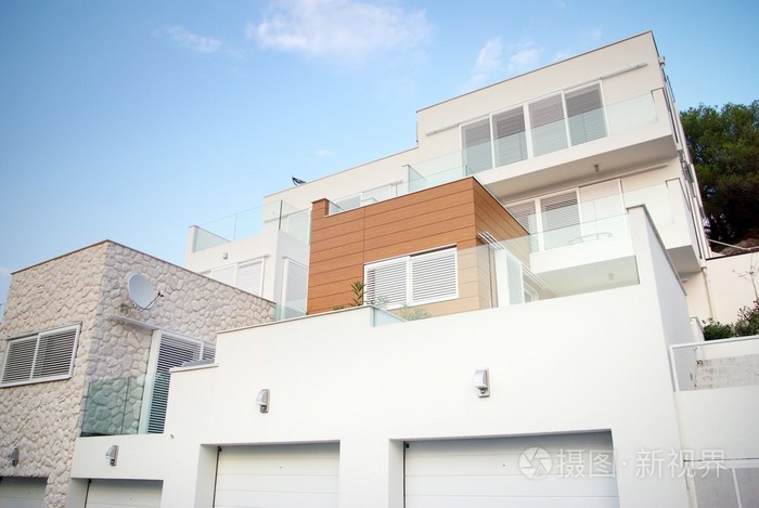 现代建筑外观细节白色和清洁
