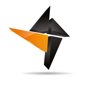 3d 抽象公司橙色阳光夏季酒店角交叉三角 halft 设计图标 logo 商标