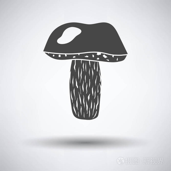 蘑菇图标在灰色背景圆阴影矢量插图