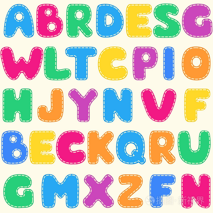 无缝儿童明亮使用字母表图案