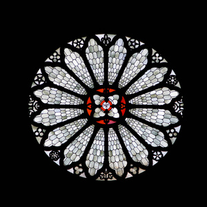 Staned玻璃玫瑰窗的特伦托大教堂