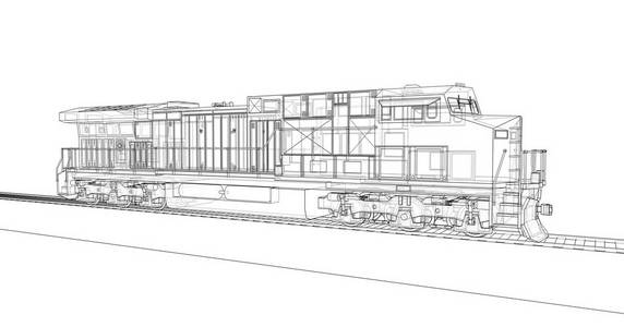 现代内燃机车具有强大的动力和强度, 用于移动长而重的铁路列车。3d 渲染