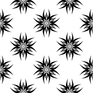 白色背景上的黑色花朵。纺织品和墙纸无缝图案
