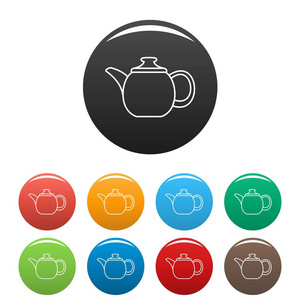 钢茶壶图标设置颜色矢量