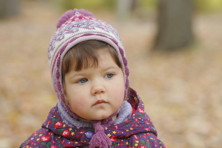 宝宝在秋季公园的肖像