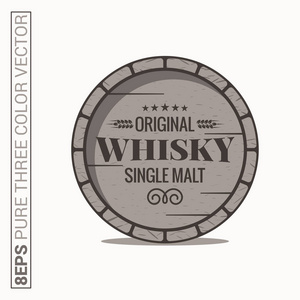 威士忌桶标识。白色背景单麦芽威士忌