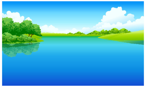湖和绿色景观