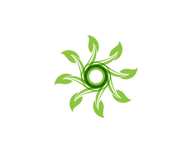 叶绿色自然标志符号模板向量