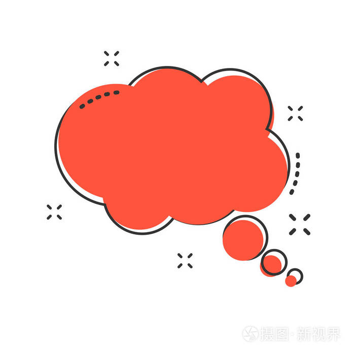 插画 漫画风格的卡通思想气泡图标.思考气泡符号插图象形文字.