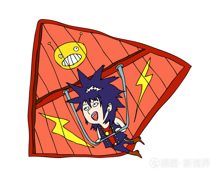 有趣的家伙,悬挂滑翔机插画-正版商用图片059is5-摄图新视界
