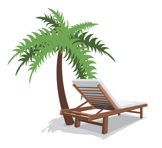 带棕榈的沙滩椅
