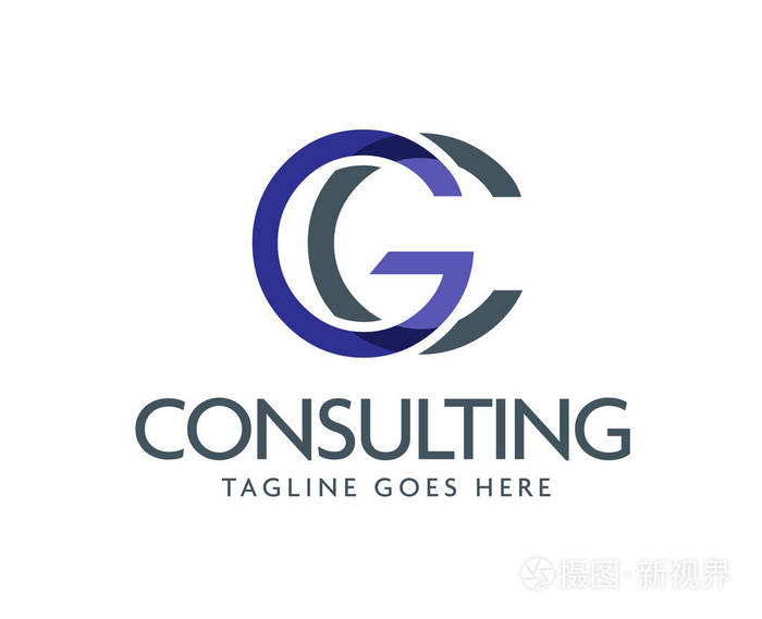 字母gc 徽标设计矢量插图模板, 字母 g 和 c 标识向量