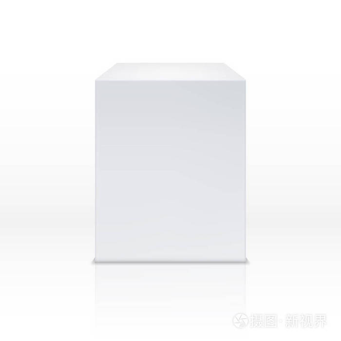 插画 物体 逼真的白色立方体盒, 3d 讲台, 空白基座矢量图.