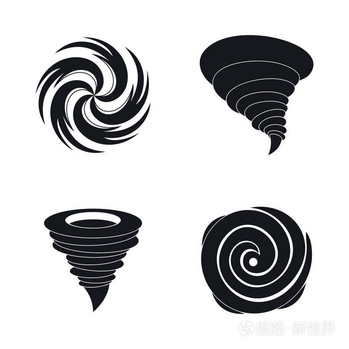 飓风风暴伤害图标设置, 简单的风格插画-正版商用图片05atyn-摄图新