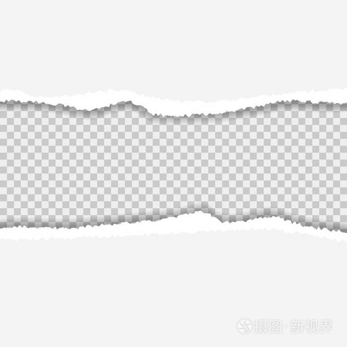 撕裂的纸被撕开的边缘被隔绝在透明背景上