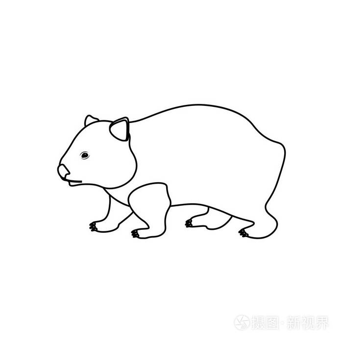 袋熊河着色页在白色背景 向量例证