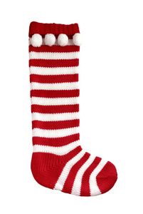 圣诞圣诞老人的红色袜子被隔离在白色背景上