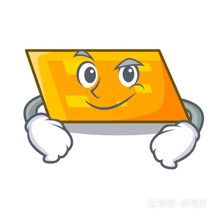 傻笑平行四边形字符卡通风格矢量插画