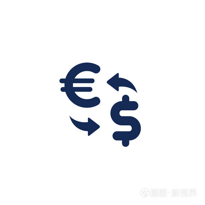兑换欧元为美元-单色铬现代图标