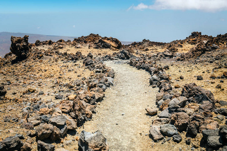 西班牙特内里费岛 teide 顶端的山路